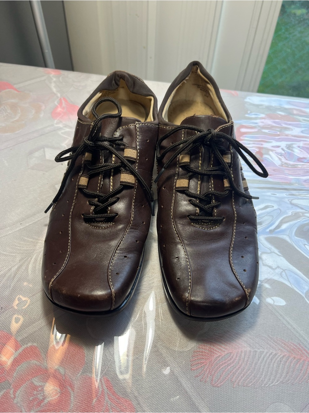Women Brown Leather Lace-Up Casual Shoes